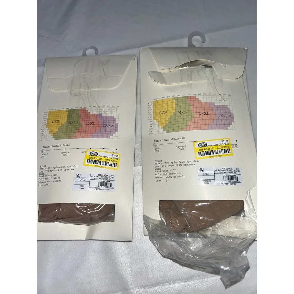A New Day High-Waist Control Top Sheer Hosiery‎ Pecan Honey Beige 20D L/XL 2pk